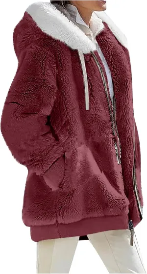 COTECRAM Winter Coats for Women Fashion Plus Size Sharpa Jacket Fleece Warm Hoodie Outwear Plush Sweatshirt Thick Fuzzy Tops