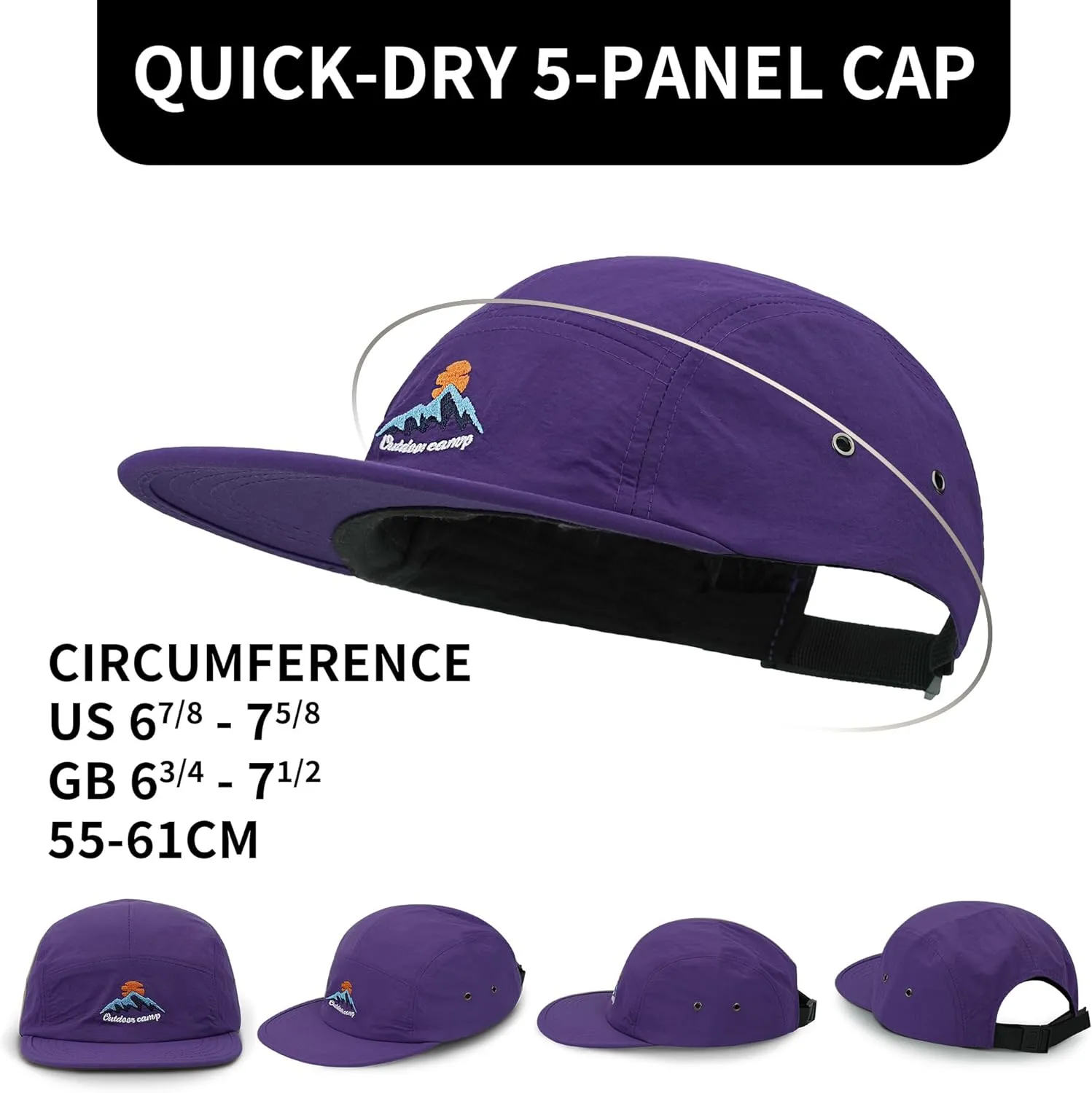 Croogo 5 Panel Baseball Cap Flat Brim Hats for Men Urban Street Camper Hats Waterproof Dad Hat Trucker Umpire Sun Caps
