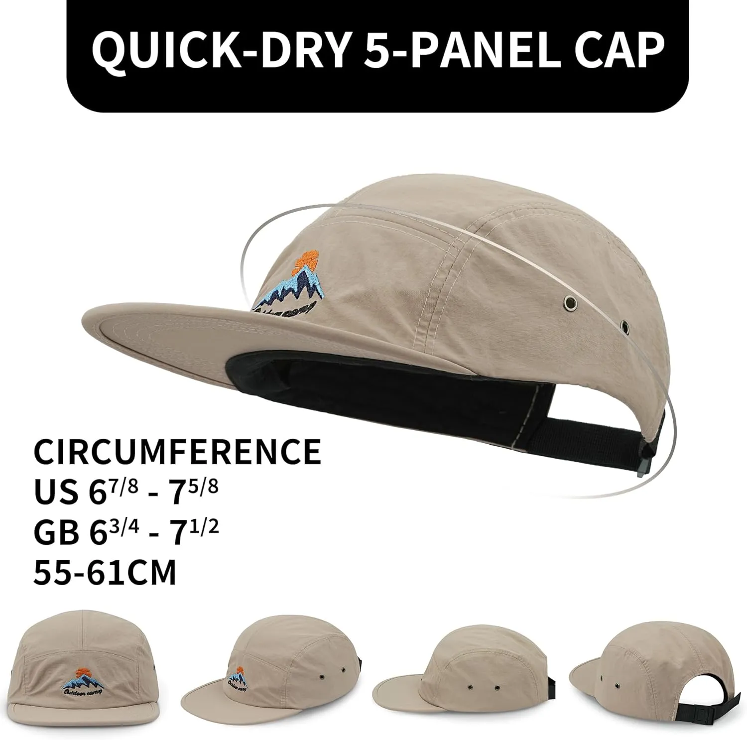 Croogo 5 Panel Baseball Cap Flat Brim Hats for Men Urban Street Camper Hats Waterproof Dad Hat Trucker Umpire Sun Caps