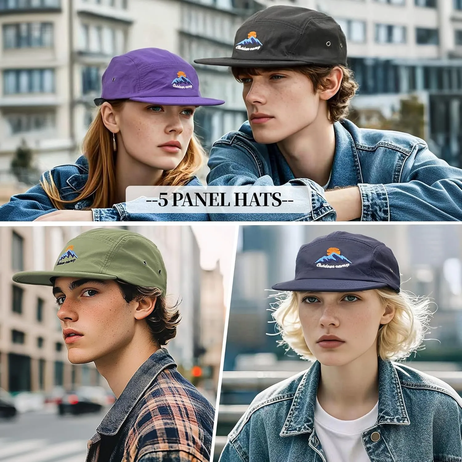 Croogo 5 Panel Baseball Cap Flat Brim Hats for Men Urban Street Camper Hats Waterproof Dad Hat Trucker Umpire Sun Caps