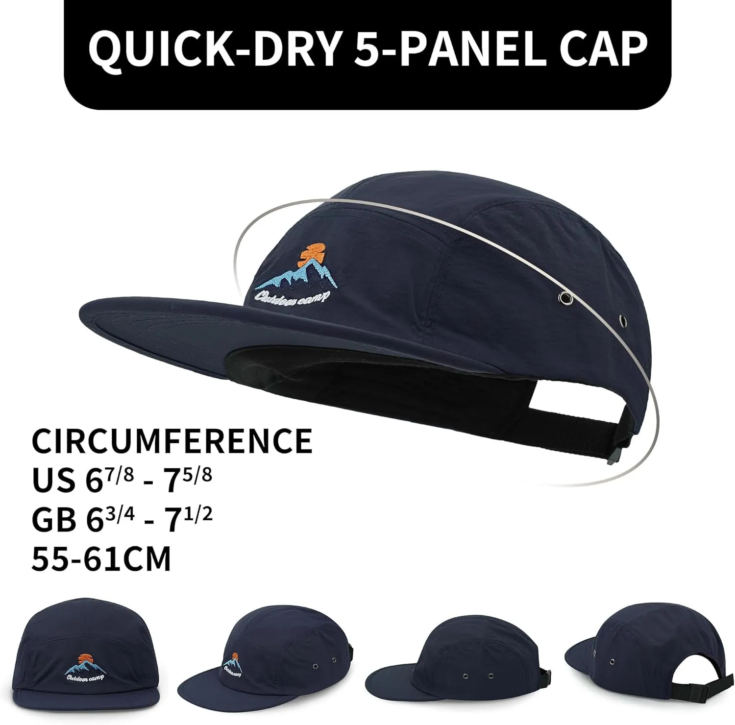 Croogo 5 Panel Baseball Cap Flat Brim Hats for Men Urban Street Camper Hats Waterproof Dad Hat Trucker Umpire Sun Caps