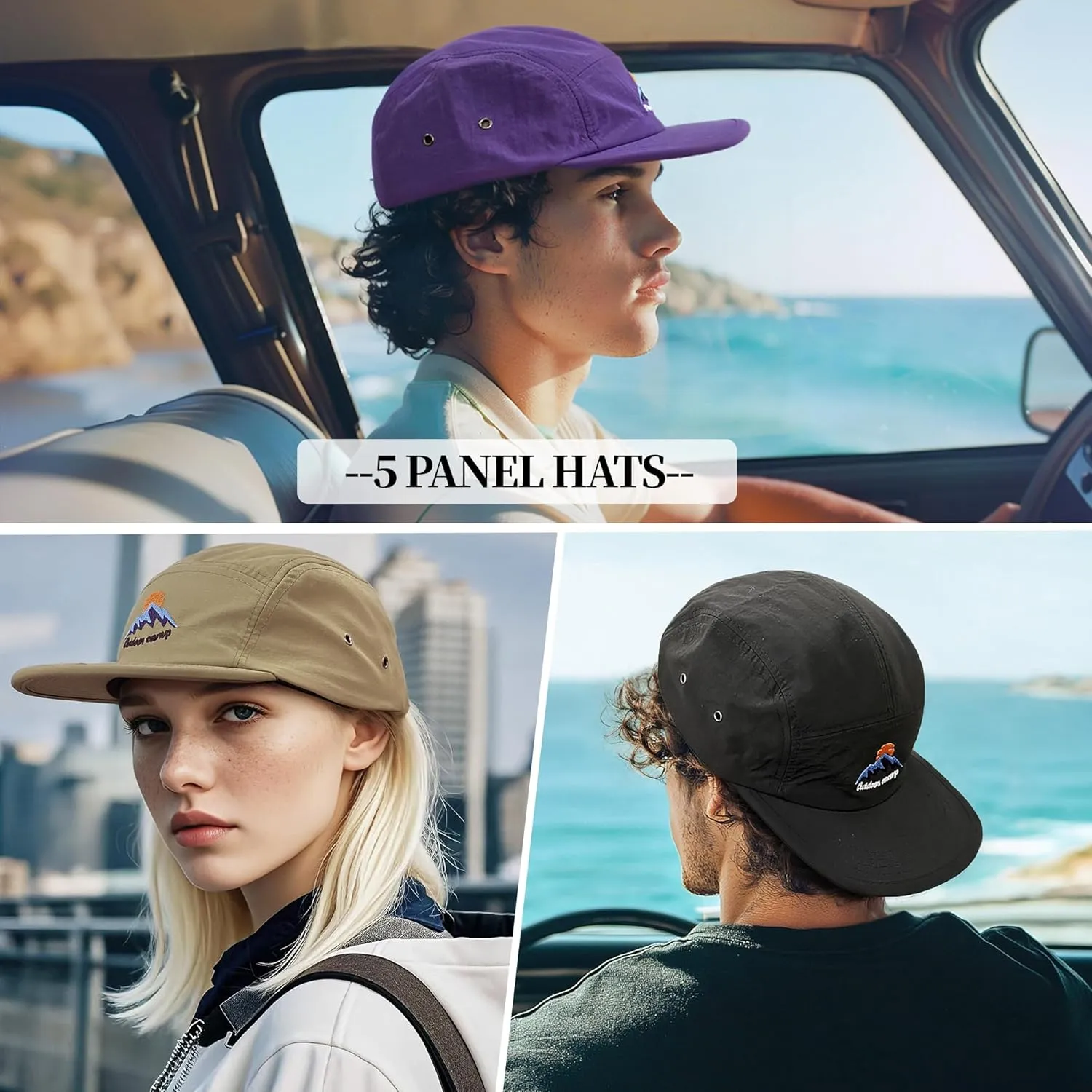 Croogo 5 Panel Baseball Cap Flat Brim Hats for Men Urban Street Camper Hats Waterproof Dad Hat Trucker Umpire Sun Caps