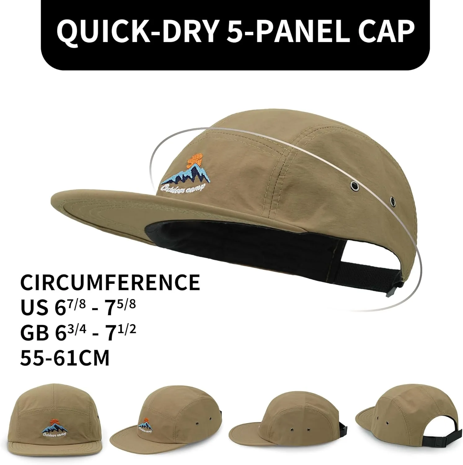 Croogo 5 Panel Baseball Cap Flat Brim Hats for Men Urban Street Camper Hats Waterproof Dad Hat Trucker Umpire Sun Caps