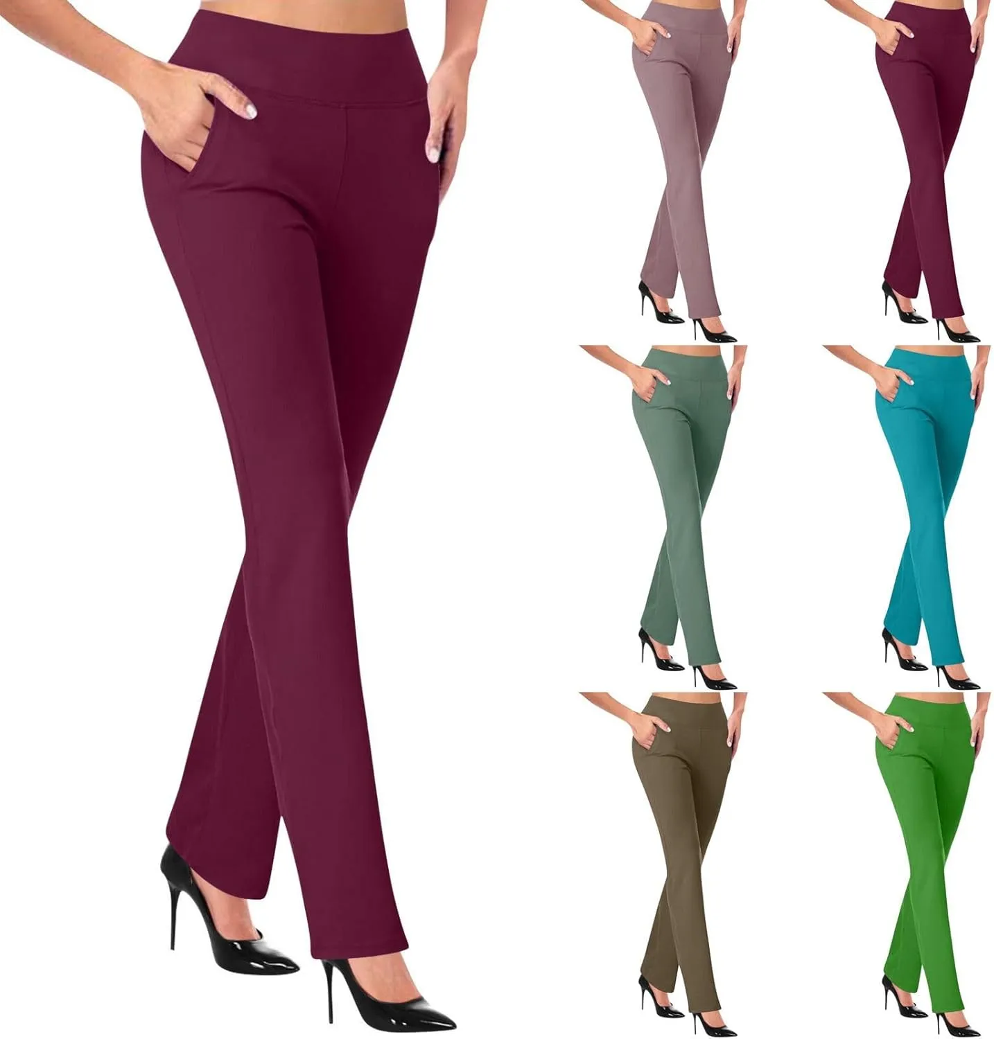 Dress Pants Women Business Casual Work Pants Women High Waist Stretchy Trousers Pull on Office Slacks Bottoms