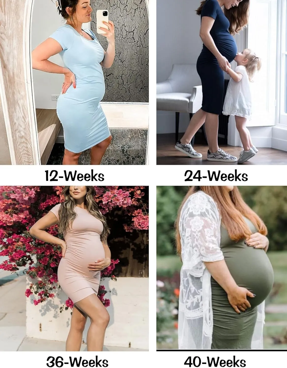 Ekouaer Women's Maternity Dress Ruched Ribbed Bodycon Summer Dresses Casual Pregnancy Dress S-XXL