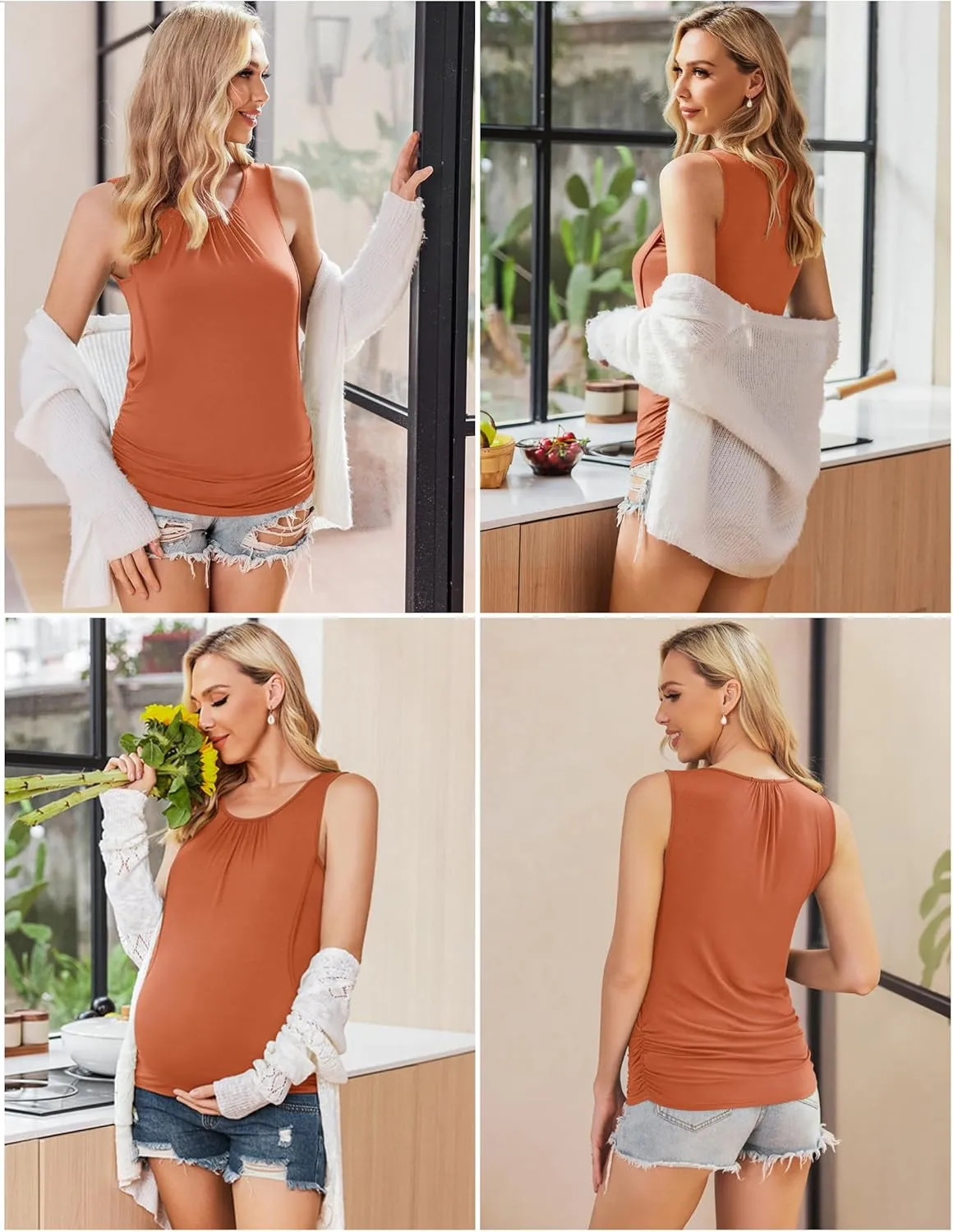 Ekouaer Women's Nursing Tank Tops for Breastfeeding 3 Packs Maternity Shirts Double Layer Pregnancy Clothes S-XXL