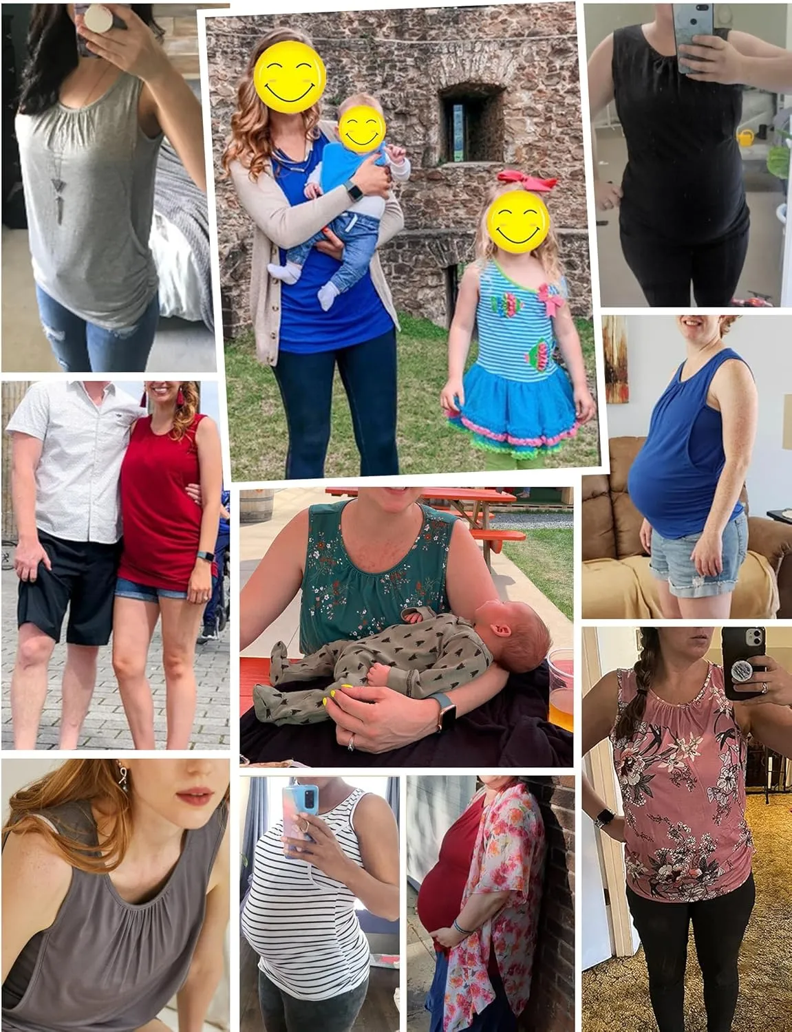 Ekouaer Womens Nursing Tank Tops for Breastfeeding Shirts Sleeveless Maternity Postpartum Clothes S-XXL