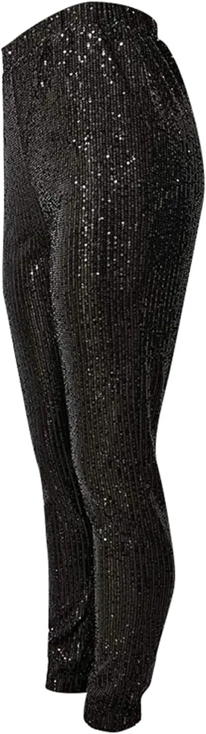 Fawjsais Women Sexy Glitter Sequin Pants High Waist Leggings Evening Party Clubwear