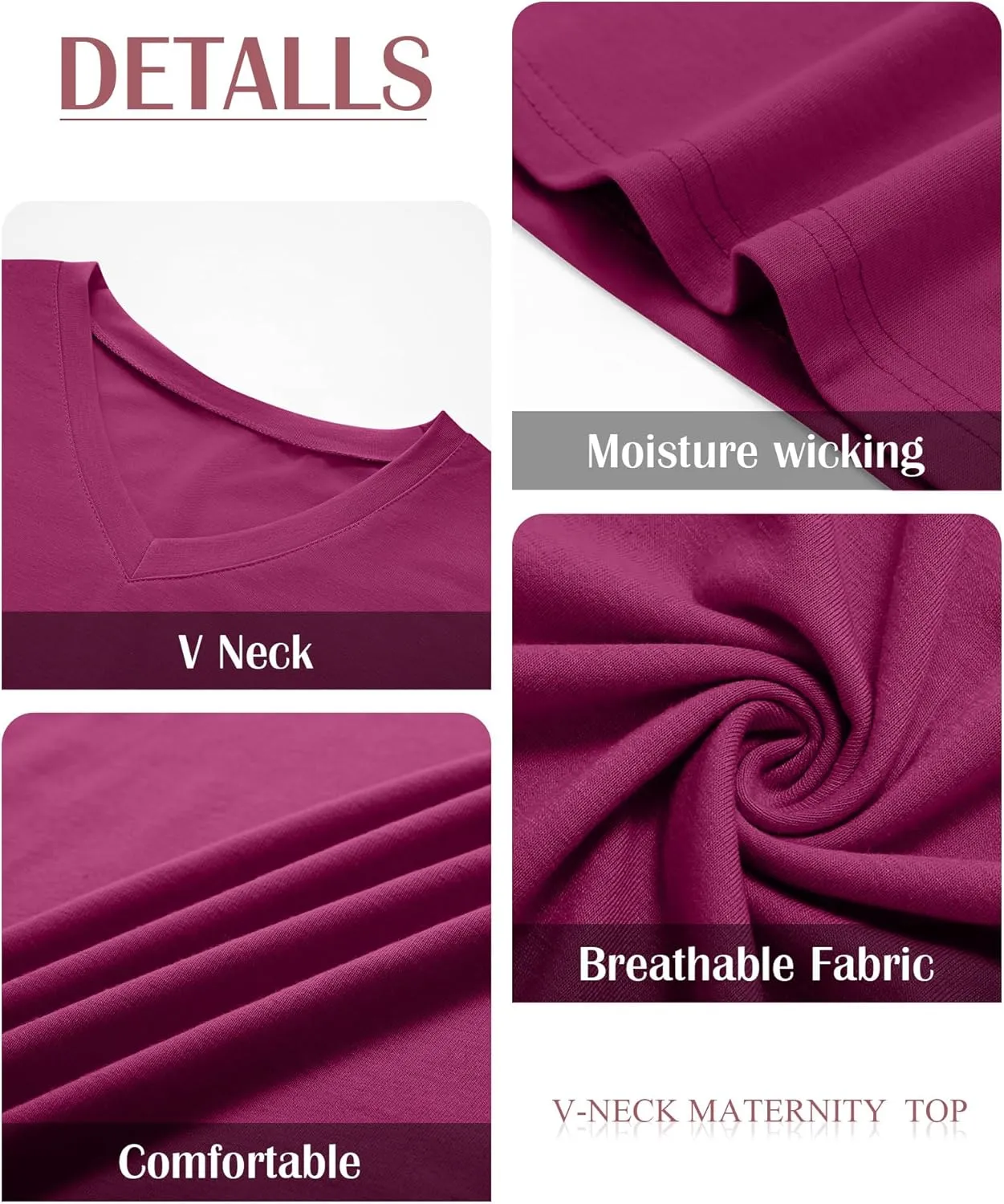 Ficerd 3 Pack Women's Maternity Shirts V Neck Half Sleeve Tops Tunic Cotton Side Ruched Pregnancy Clothes Casual Tee Blouse