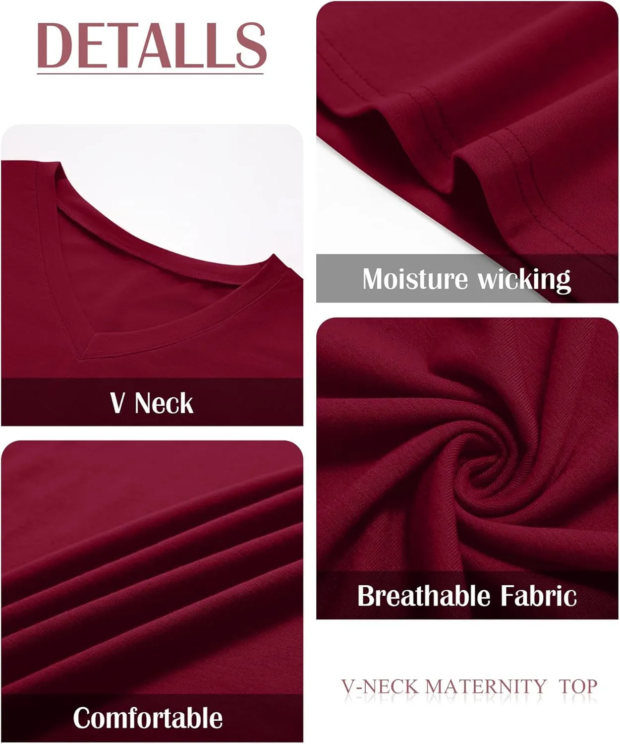 Ficerd 3 Pack Women's Maternity Shirts V Neck Half Sleeve Tops Tunic Cotton Side Ruched Pregnancy Clothes Casual Tee Blouse