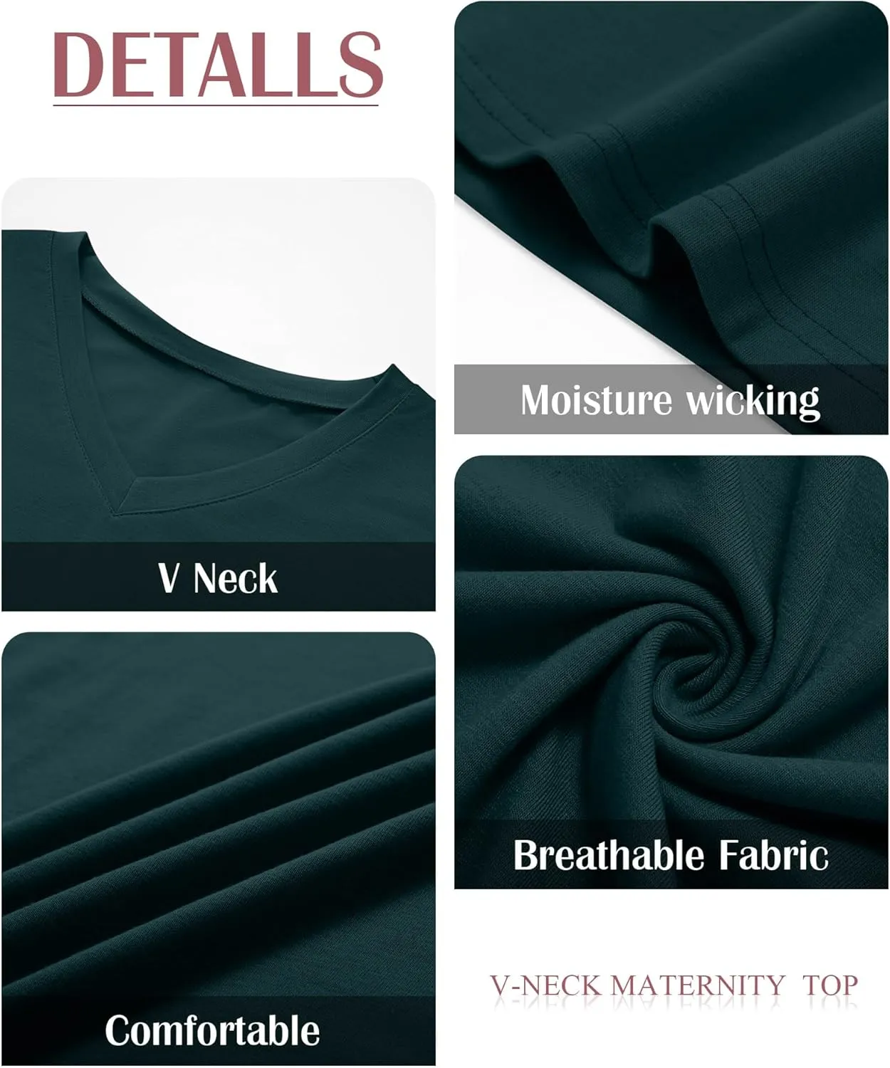 Ficerd 3 Pack Women's Maternity Shirts V Neck Half Sleeve Tops Tunic Cotton Side Ruched Pregnancy Clothes Casual Tee Blouse
