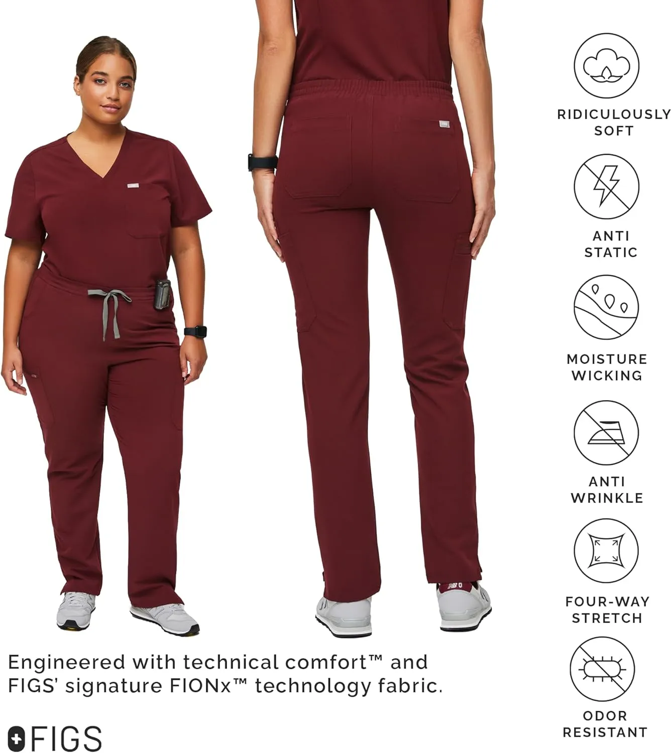 FIGS YOLA Skinny Scrub Pants for Women — Slim Fit, Straight Leg, 11 Pockets 4-Way Stretch, Anti-Wrinkle Women Scrub Pants