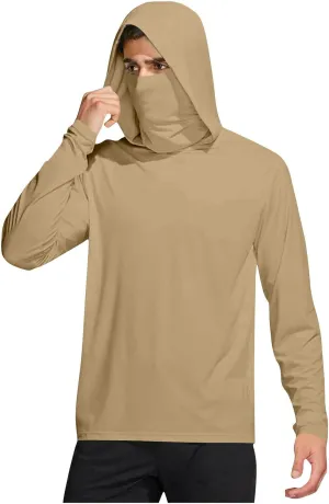 Fishing Hoodies for Men with Face Mask Sun Protection Hiking Hoodie Shirt Upf 50  Long Sleeve T-Shirts Lightweight M-3XL