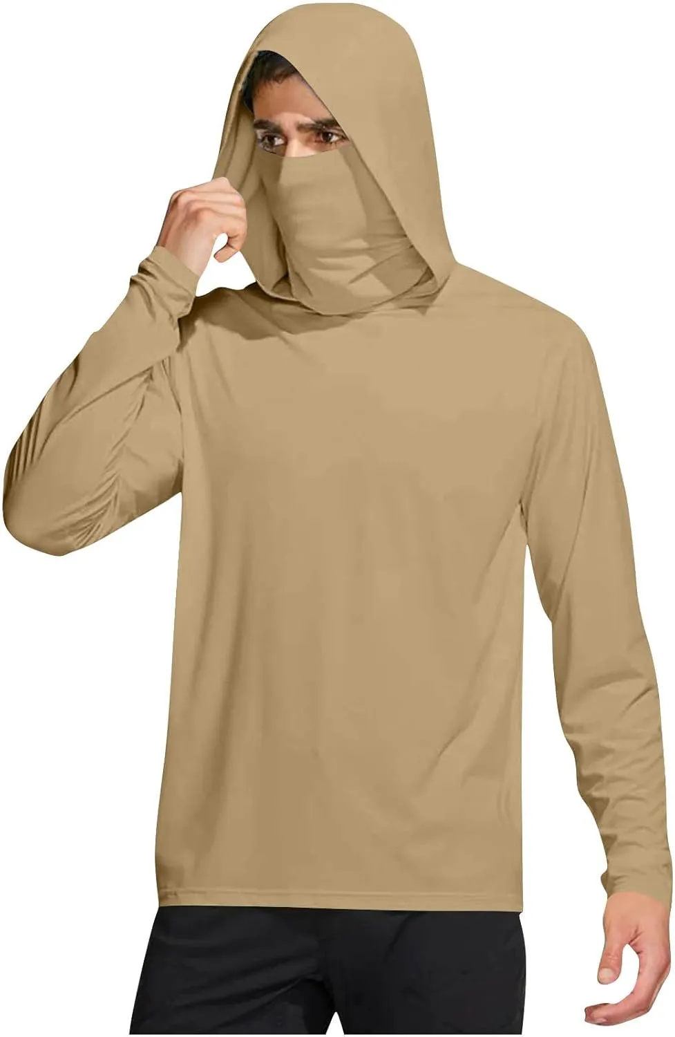 Fishing Hoodies for Men with Face Mask Sun Protection Hiking Hoodie Shirt Upf 50  Long Sleeve T-Shirts Lightweight M-3XL