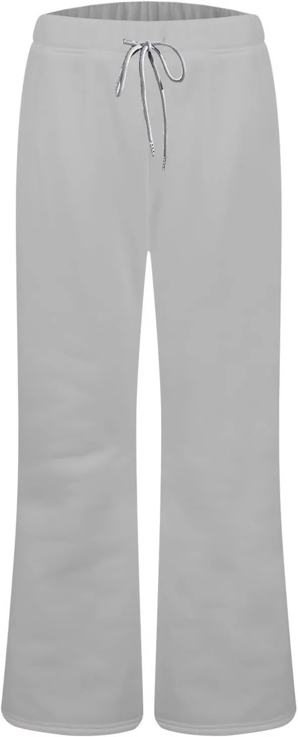 Flare Wide Leg Sweatpants Women Baggy Drawstring Athletic Pants High Waisted Joggers with Pockets Pants Bell Bottoms