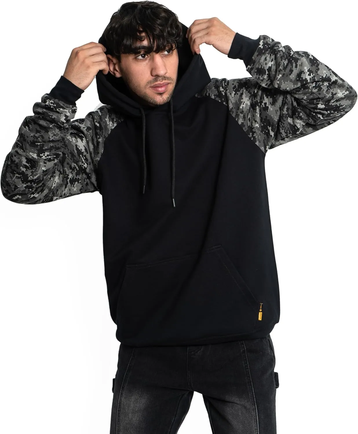 FR Hoodie for Men NFPA2112 CAT2 7.5oz Flame Resistant Pullover 100% Cotton Graphic FR Sweatshirt