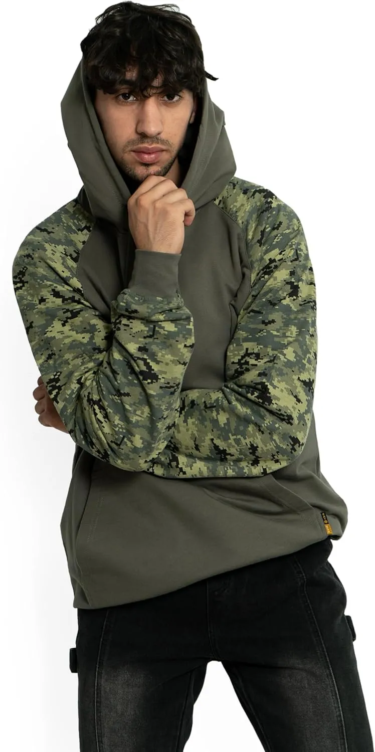 FR Hoodie for Men NFPA2112 CAT2 7.5oz Flame Resistant Pullover 100% Cotton Graphic FR Sweatshirt