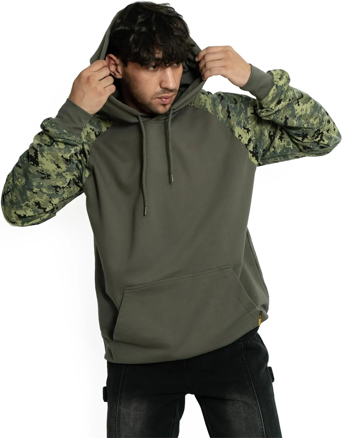 FR Hoodie for Men NFPA2112 CAT2 7.5oz Flame Resistant Pullover 100% Cotton Graphic FR Sweatshirt