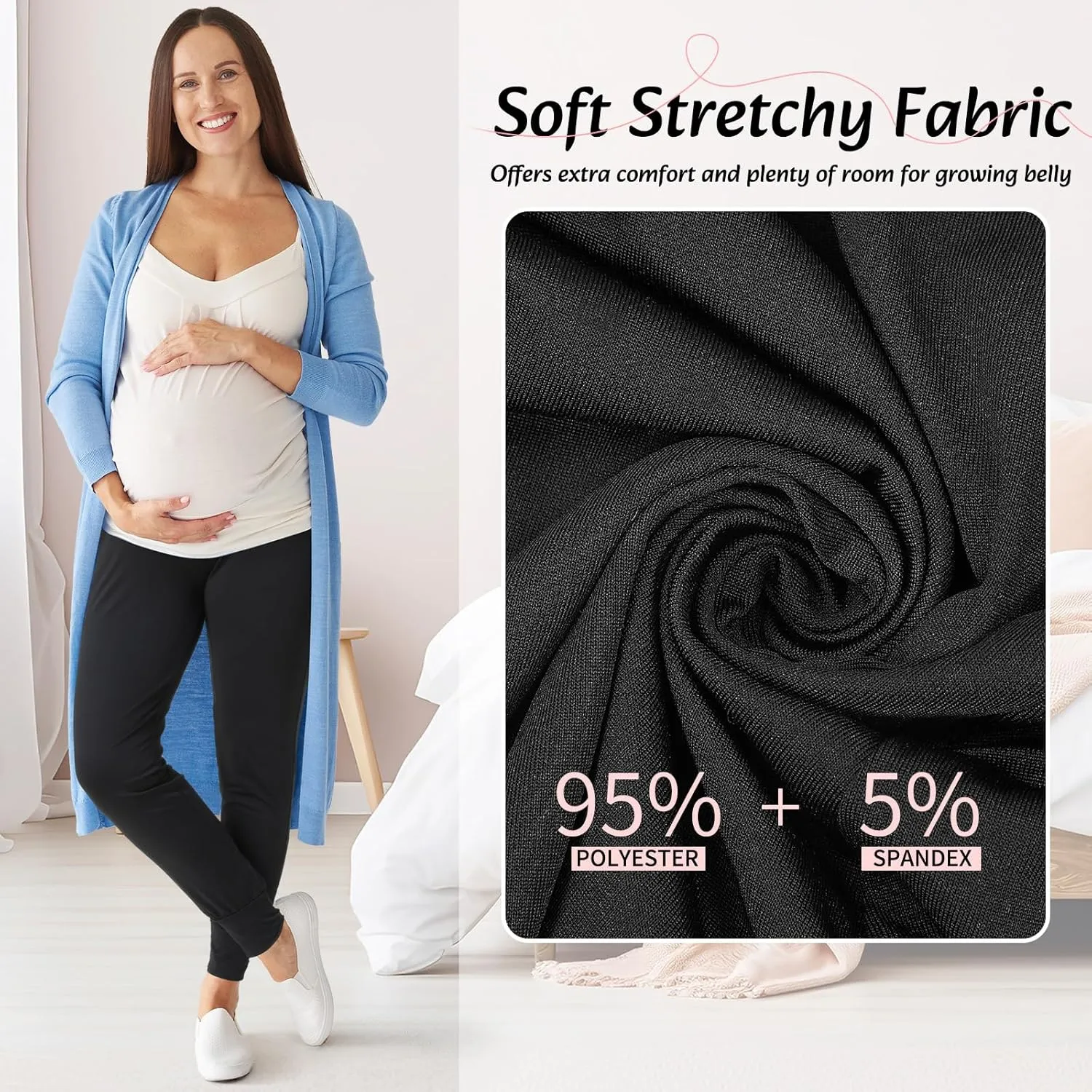 Geyoga 3 Pack Womens Maternity Pants Over The Belly Stretchy Pregnancy Sweatpants Comfy Pregnancy Joggers with Pockets