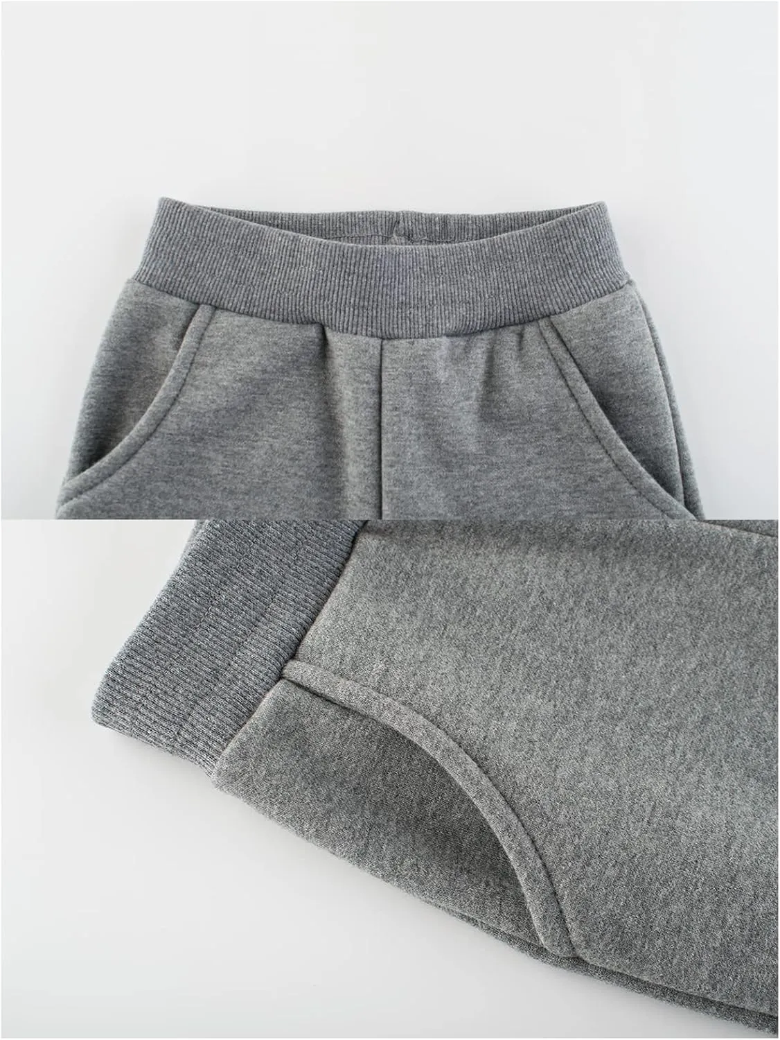 GFQLONG Toddler Boys 2 Pack Polar Fleece Jogger Sweatpants,Baby Winter Warm Pocket Lounging Bottoms