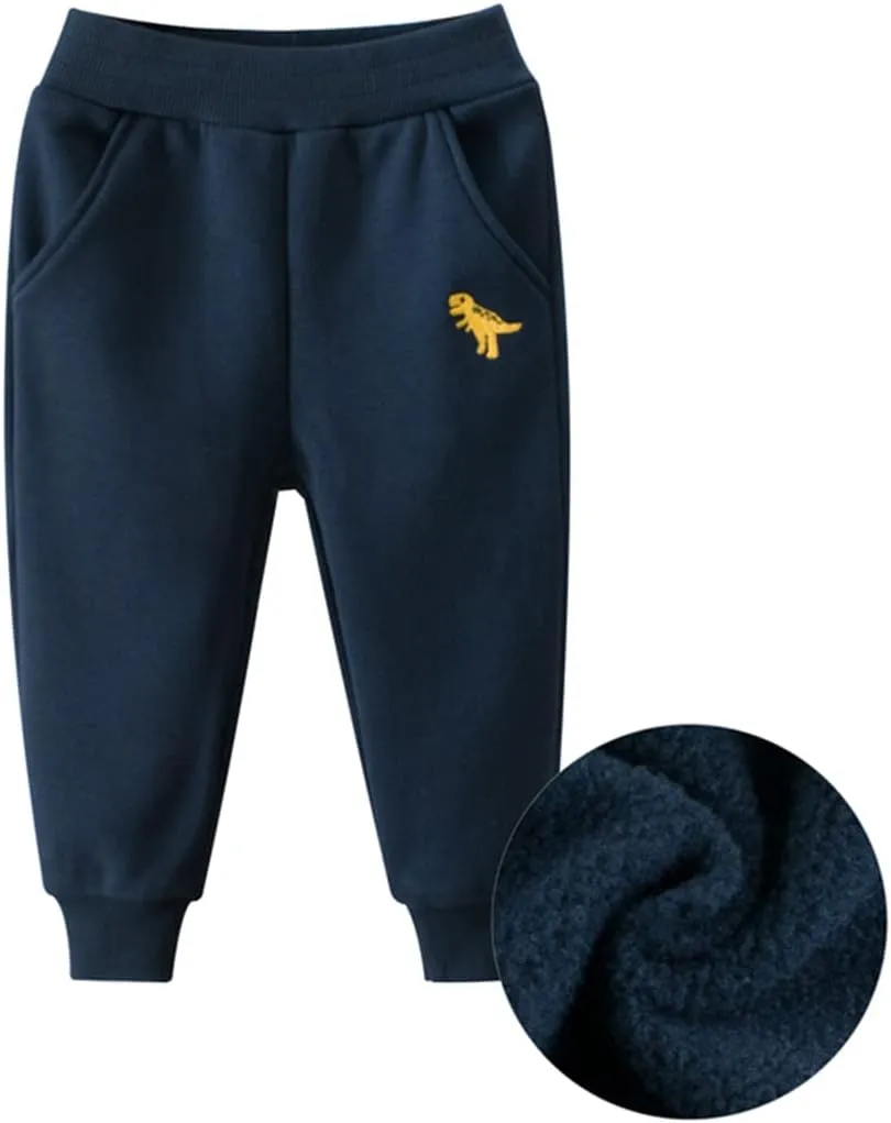 GFQLONG Toddler Boys 2 Pack Polar Fleece Jogger Sweatpants,Baby Winter Warm Pocket Lounging Bottoms