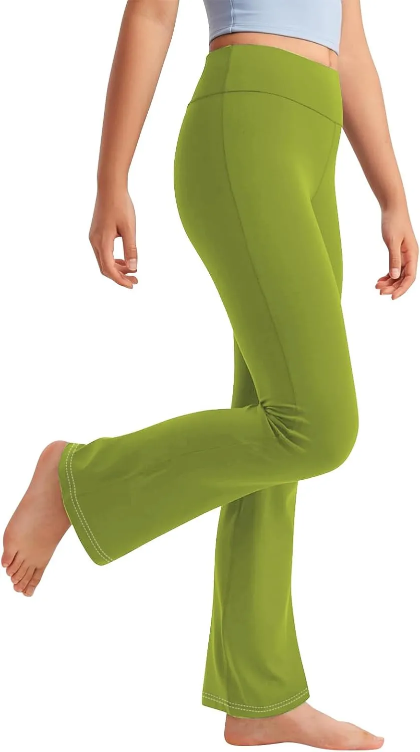 Girl's Bootcut Leggings Kids Stretch High Waisted Flare Yoga Pants Girls Workout Bell Bottoms Leggings Full Length