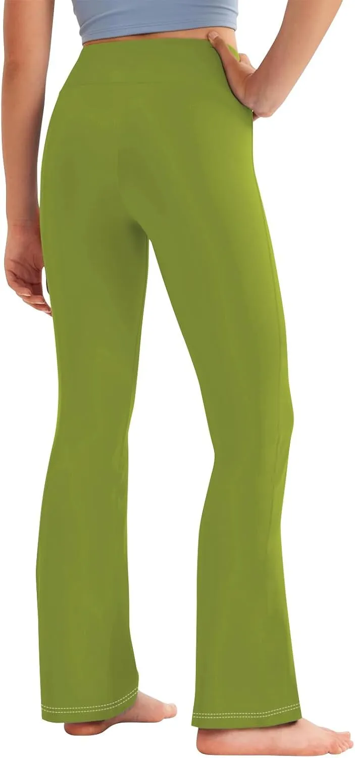 Girl's Bootcut Leggings Kids Stretch High Waisted Flare Yoga Pants Girls Workout Bell Bottoms Leggings Full Length