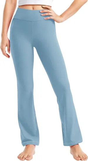 Girl's Bootcut Leggings Kids Stretch High Waisted Flare Yoga Pants Girls Workout Bell Bottoms Leggings Full Length