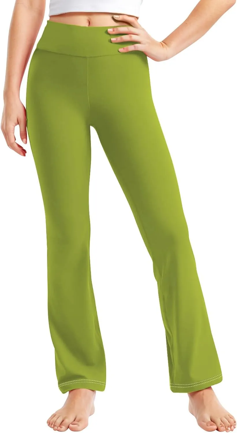 Girl's Bootcut Leggings Kids Stretch High Waisted Flare Yoga Pants Girls Workout Bell Bottoms Leggings Full Length