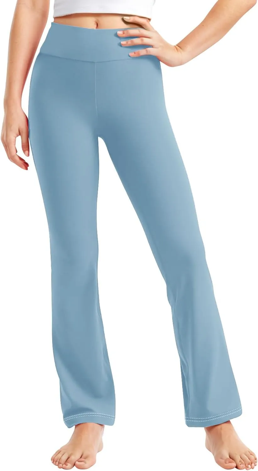 Girl's Bootcut Leggings Kids Stretch High Waisted Flare Yoga Pants Girls Workout Bell Bottoms Leggings Full Length