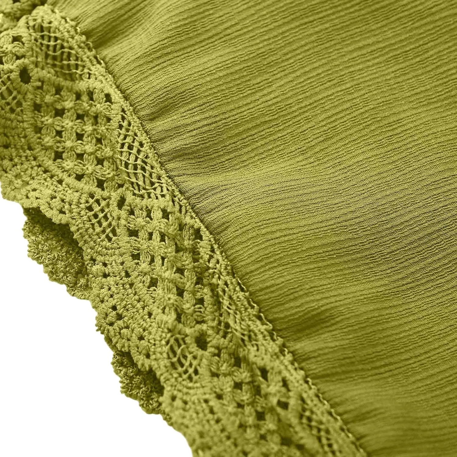 Girls Cotton Linen Shorts Cute Lace Trim Comfy Summer Elastic High Waist Yoga Dance Shorts for Kids 4-14 Years
