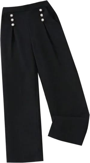 Girls Dress Pants Wide Leg Pants Lightweight Casual Elastic High Waist Straight Leg Loose Toddler Girl Fall Outfits
