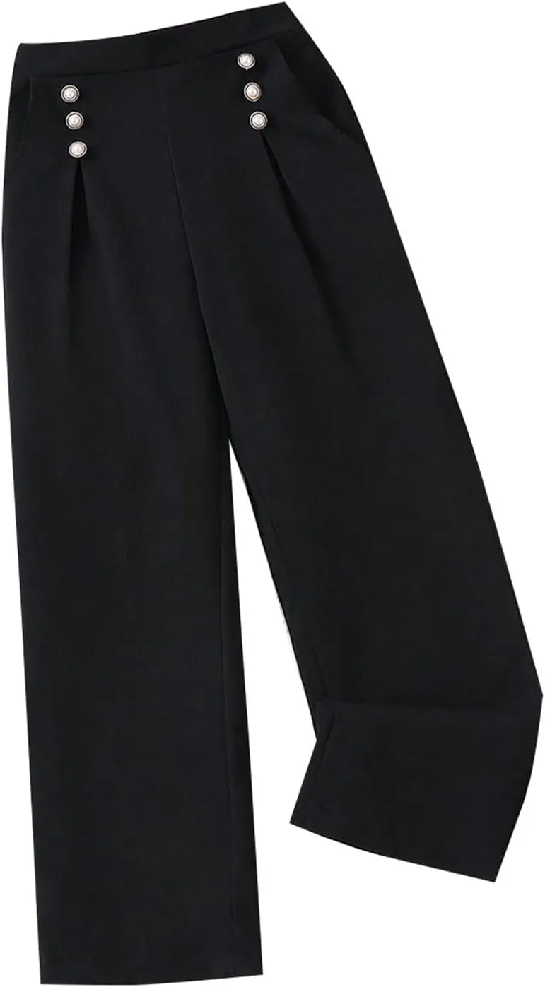 Girls Dress Pants Wide Leg Pants Lightweight Casual Elastic High Waist Straight Leg Loose Toddler Girl Fall Outfits