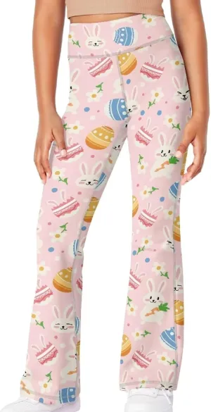 Girl's Leggings High Waisted Flare Pants Kids Yoga Bootcut Pants Full Length Stretchy Bell Bottoms for Sports