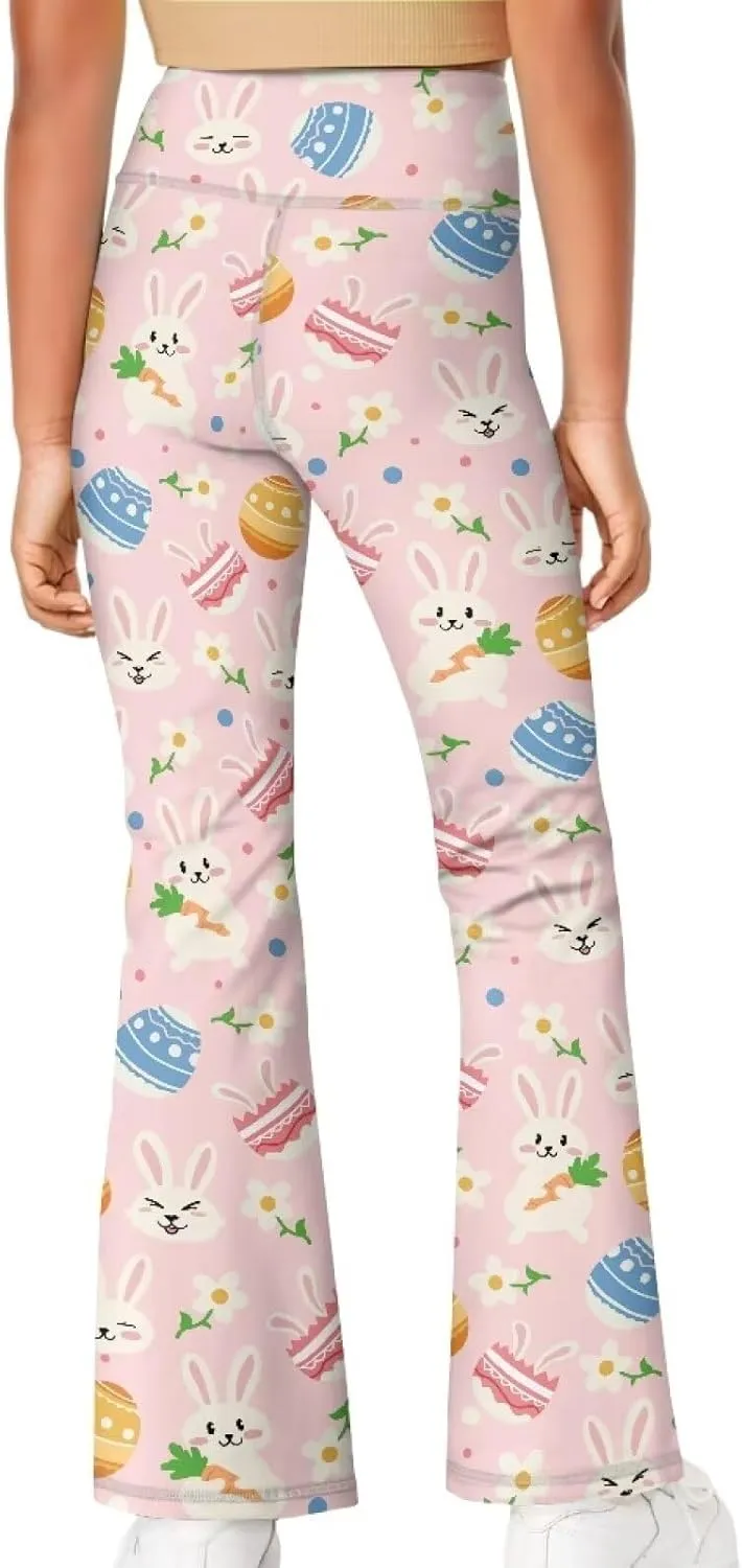 Girl's Leggings High Waisted Flare Pants Kids Yoga Bootcut Pants Full Length Stretchy Bell Bottoms for Sports