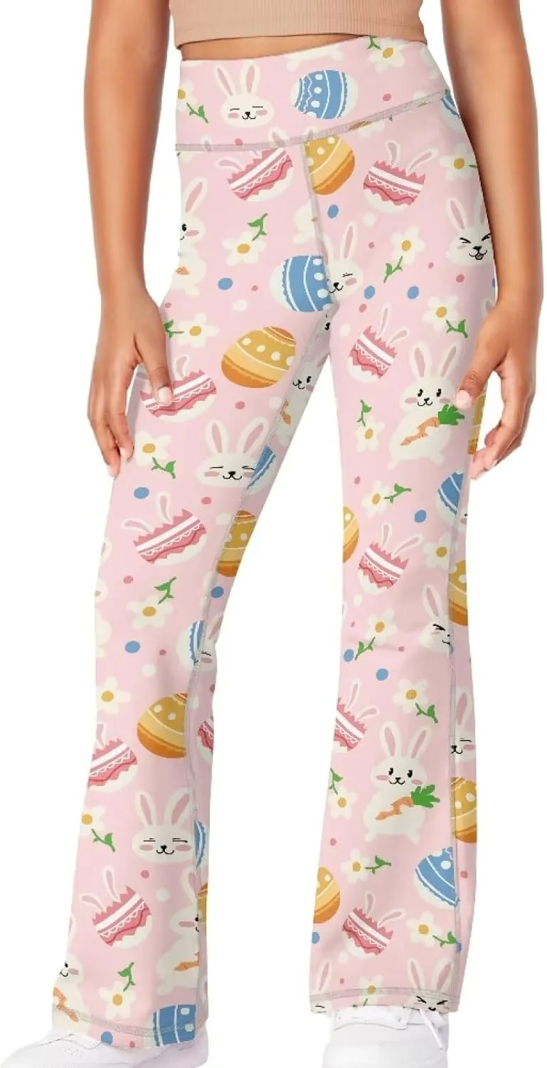 Girl's Leggings High Waisted Flare Pants Kids Yoga Bootcut Pants Full Length Stretchy Bell Bottoms for Sports