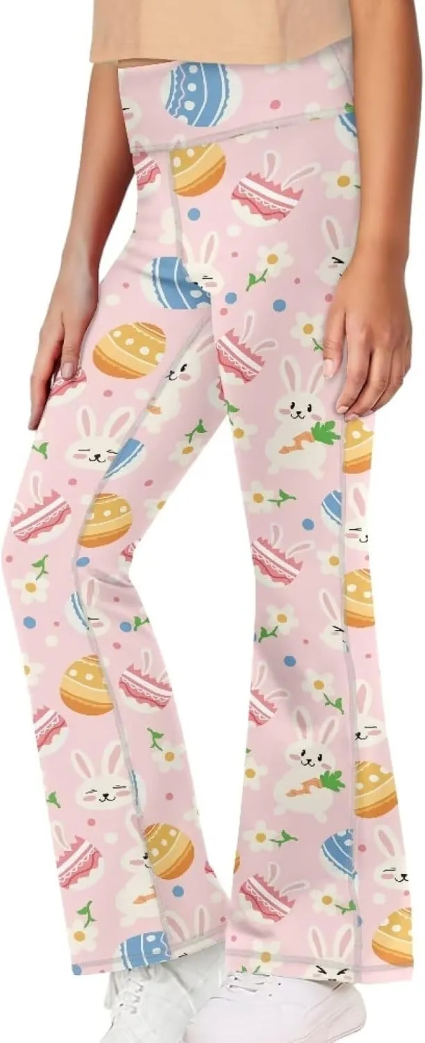 Girl's Leggings High Waisted Flare Pants Kids Yoga Bootcut Pants Full Length Stretchy Bell Bottoms for Sports