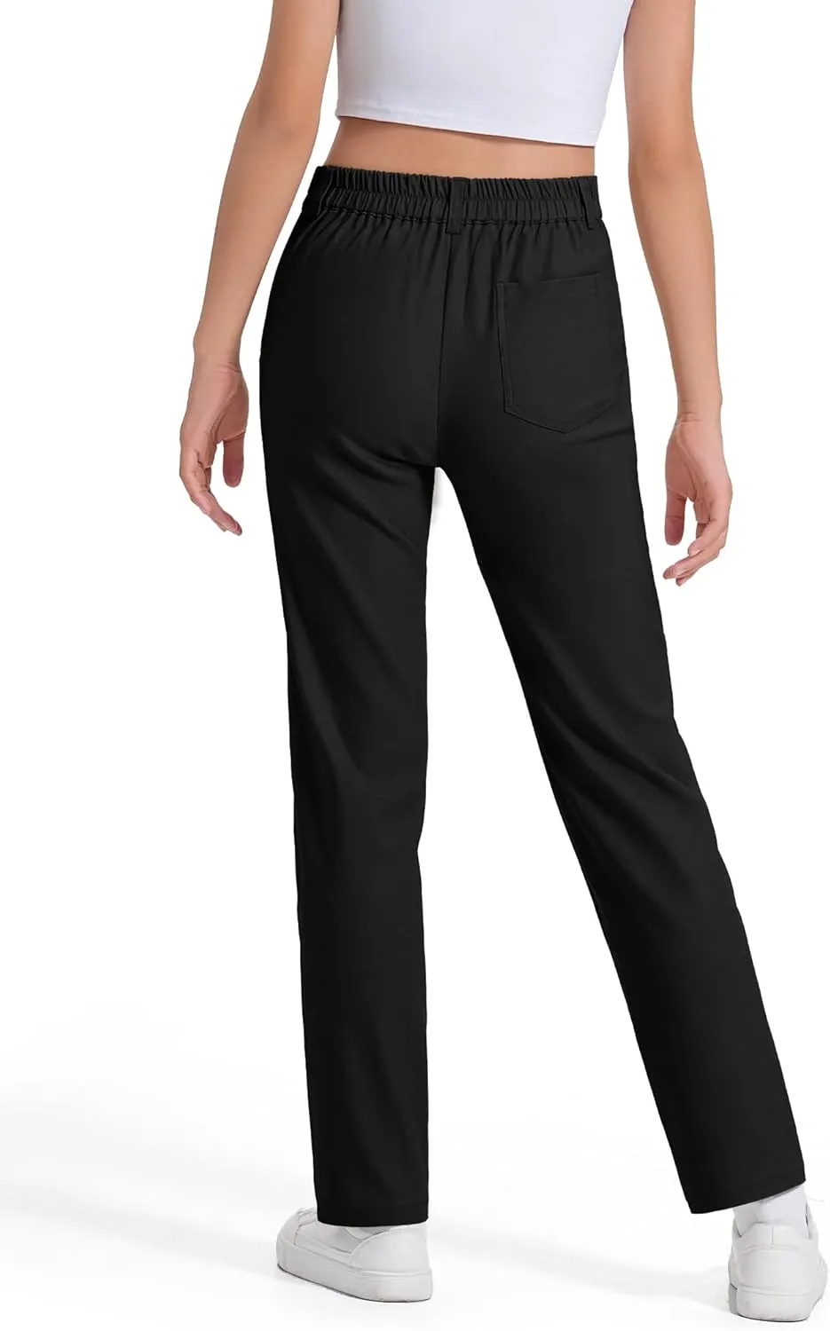 Girls Uniform Pants Kids Dress Pants High Stretchy with Pockets Size 7-14 Years