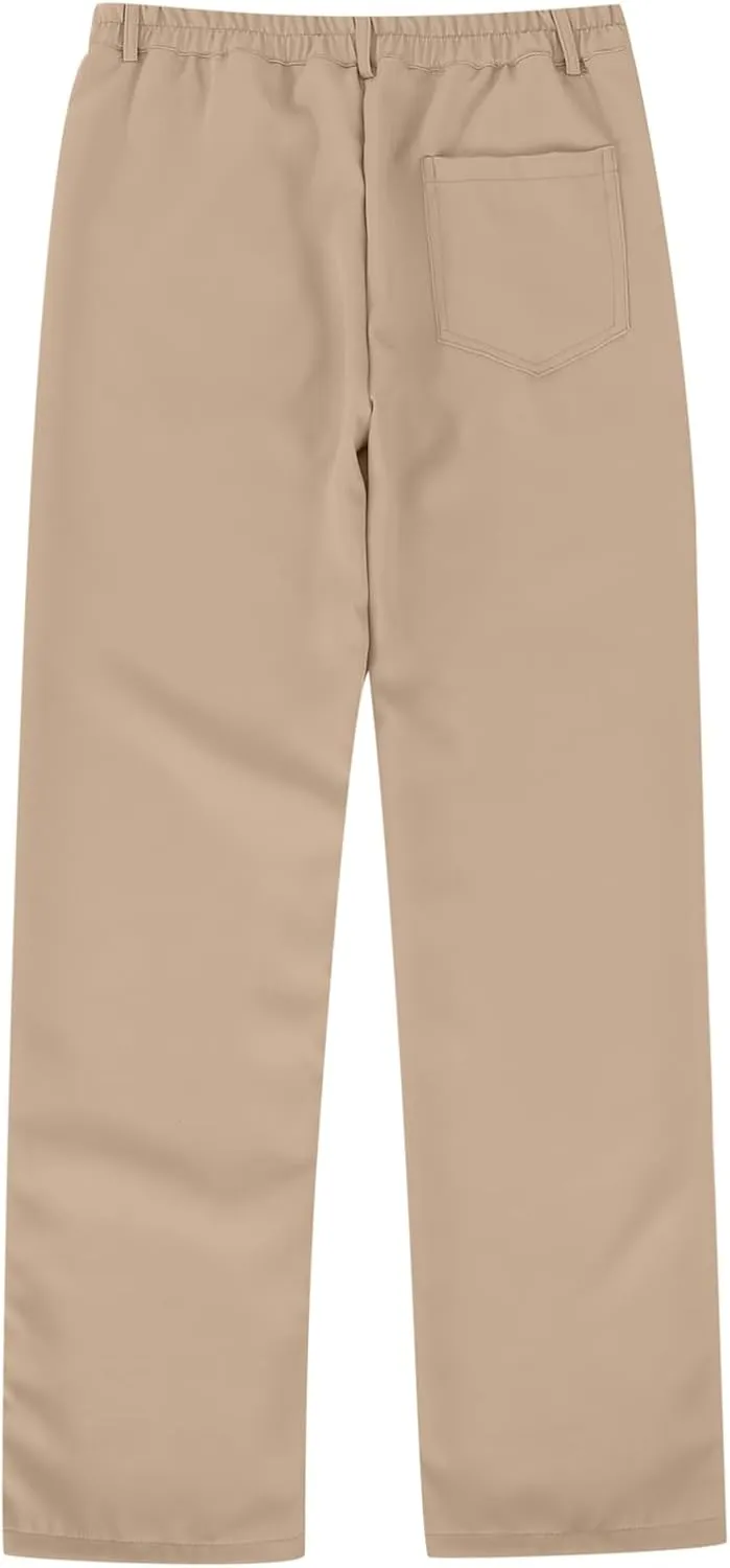 Girls Uniform Pants Kids High Stretchy Straight Leg Kids Dress Pants Elastic Waist Boys School Pant with Pockets