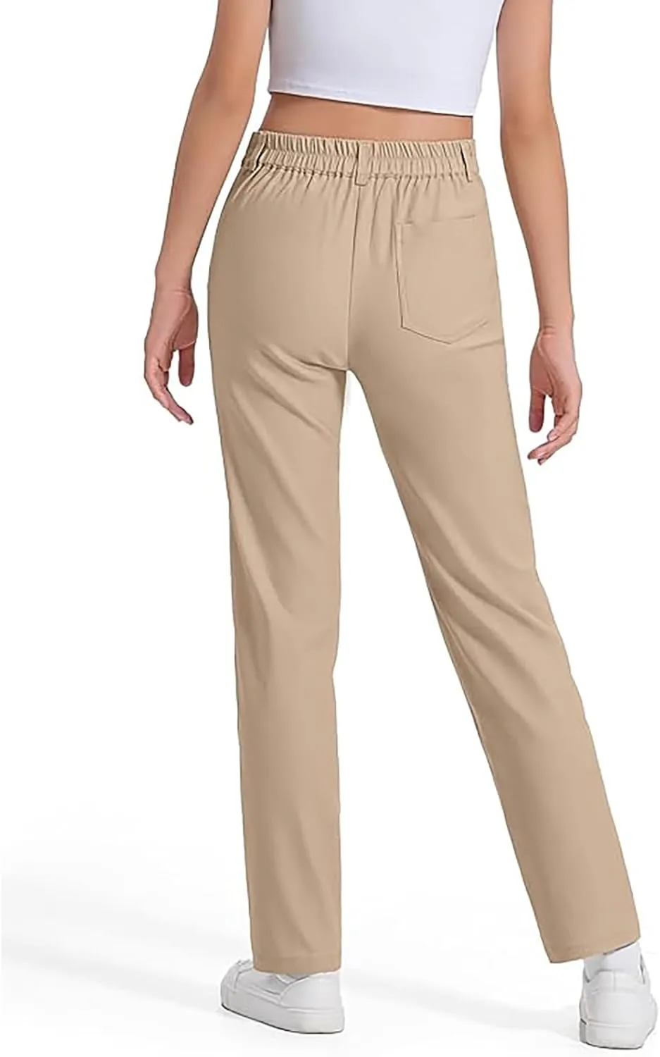 Girls Uniform Pants Kids High Stretchy Straight Leg Kids Dress Pants Elastic Waist Boys School Pant with Pockets