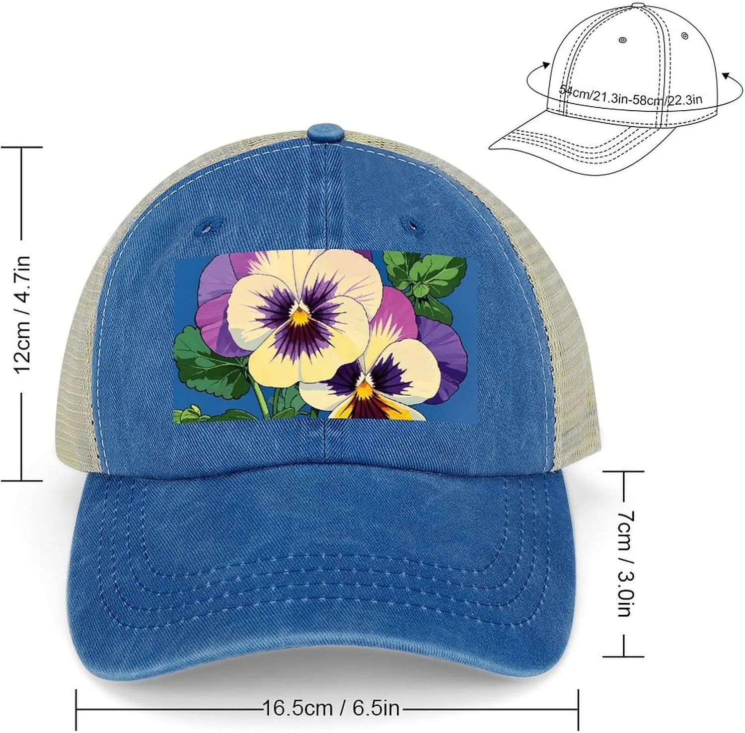 Hollow Baseball Cap Pansy Perfection Print Classic Dad Hat Adjustable Cotton Baseball Hat Sport Visor Hat