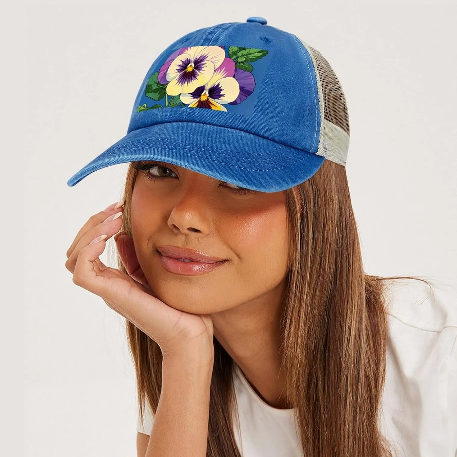 Hollow Baseball Cap Pansy Perfection Print Classic Dad Hat Adjustable Cotton Baseball Hat Sport Visor Hat
