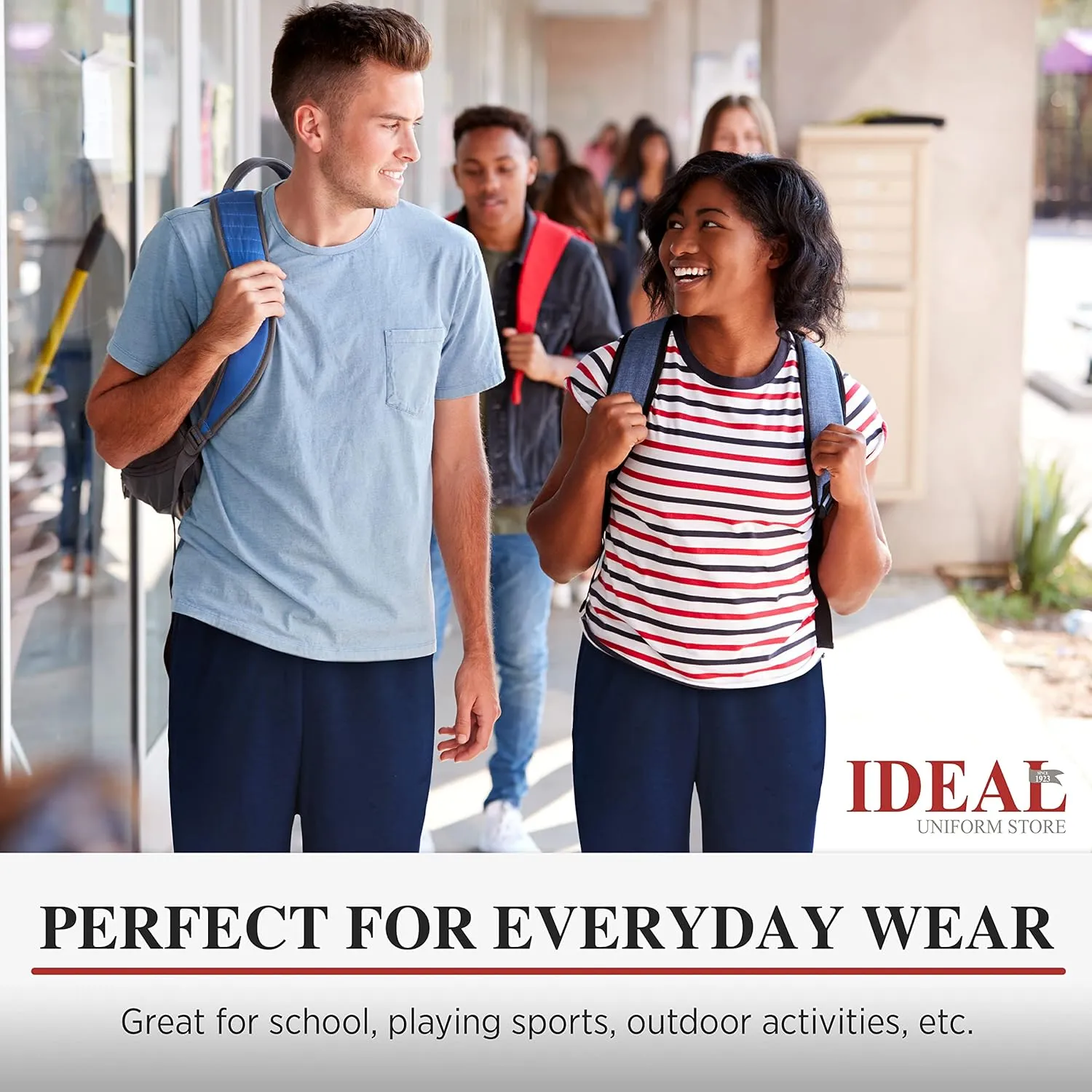 Ideal Uniform Cotton Sweatpants, Active Jogger Pants, Unisex School Uniform, Fleece Lined Navy Blue Joggers for Boys & Girls