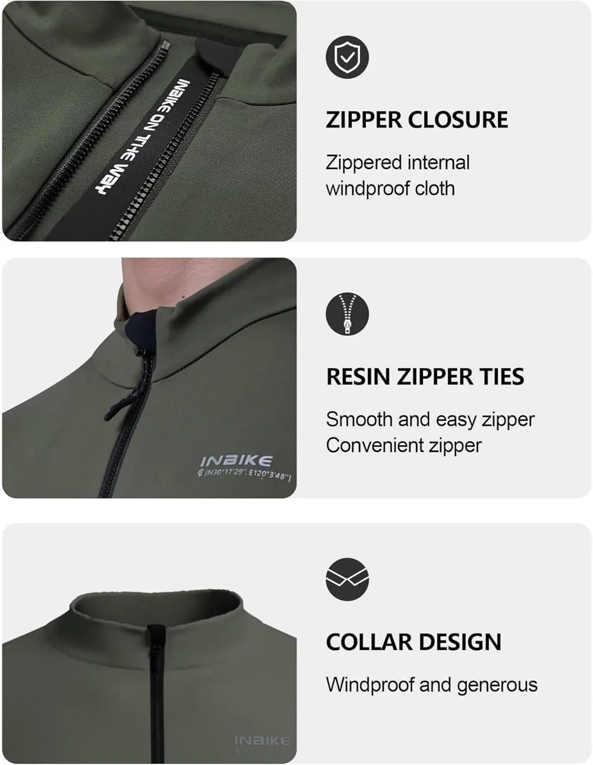 INBIKE Winter Cycling Jackets for Men Women Thermal Fleece Bike Jersey for Cold Weather Riding Windproof Bicycle Clothing