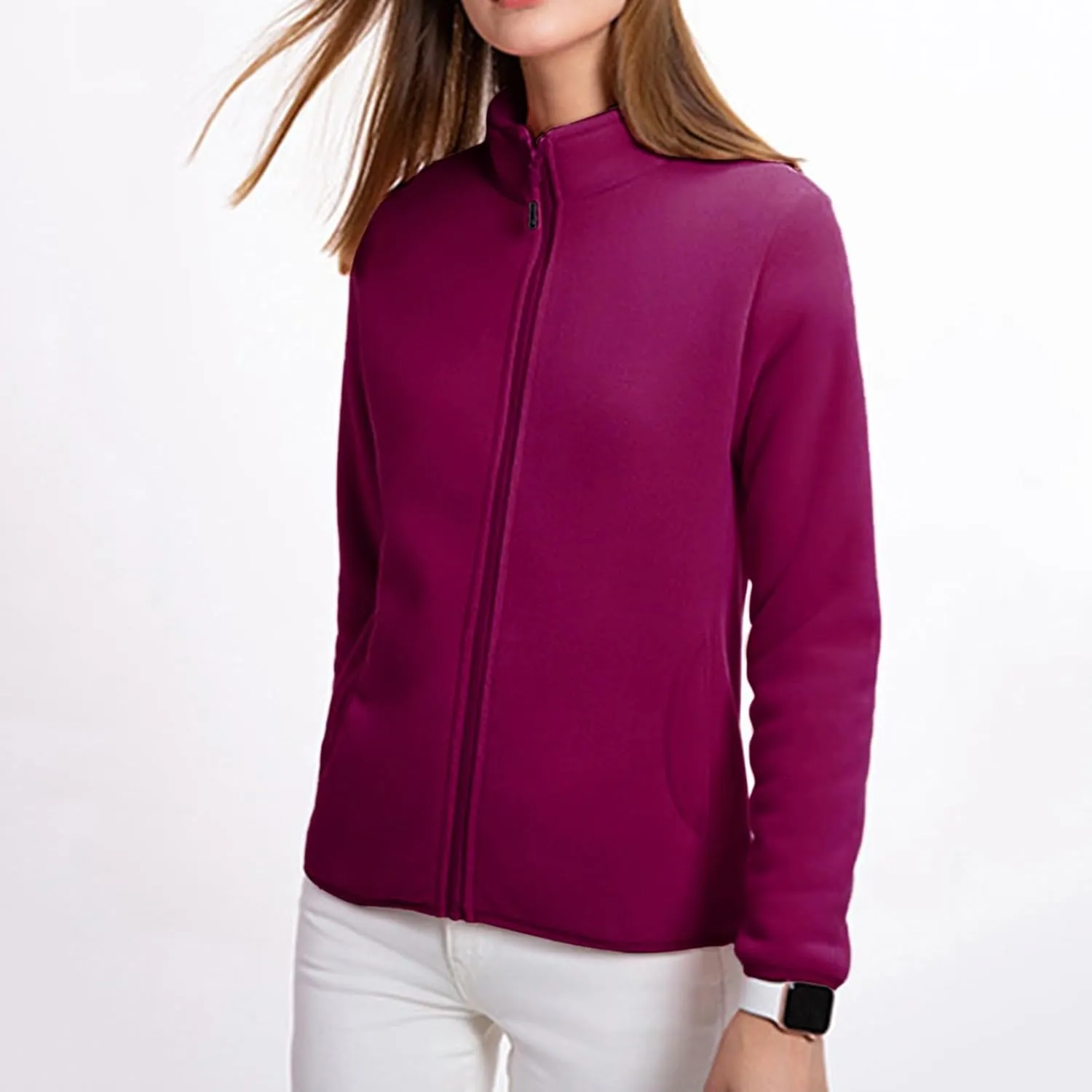 Jackets for Women Oversize Fuzzy Sherpa Jacket Zip Up Fleece Coat with Pocket Long Sleeve Coat Outwear Fall Loose Top