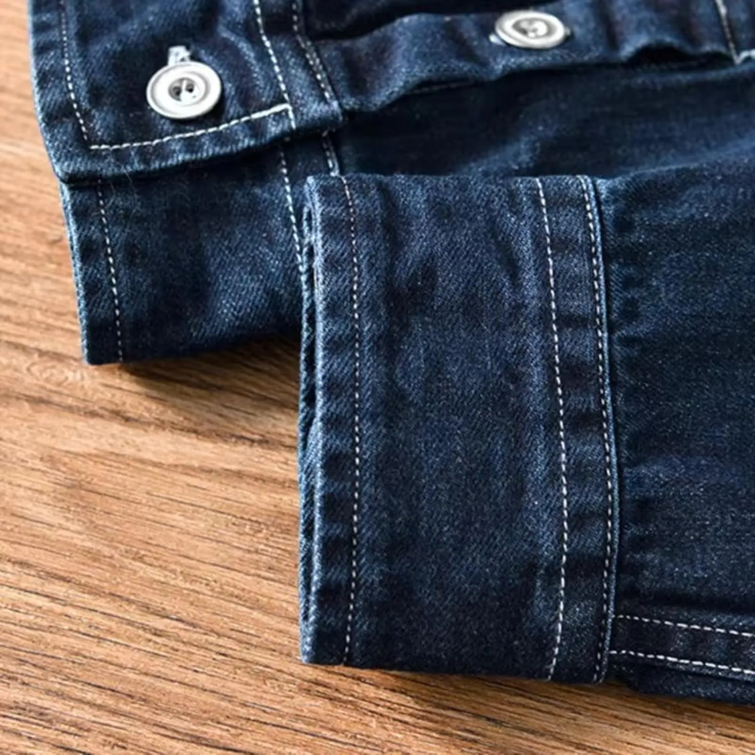 Japanese Styles Cargo Denim Long Sleeve Shirt Men's Washed Retro Slim Fit Jean Coats Shirts