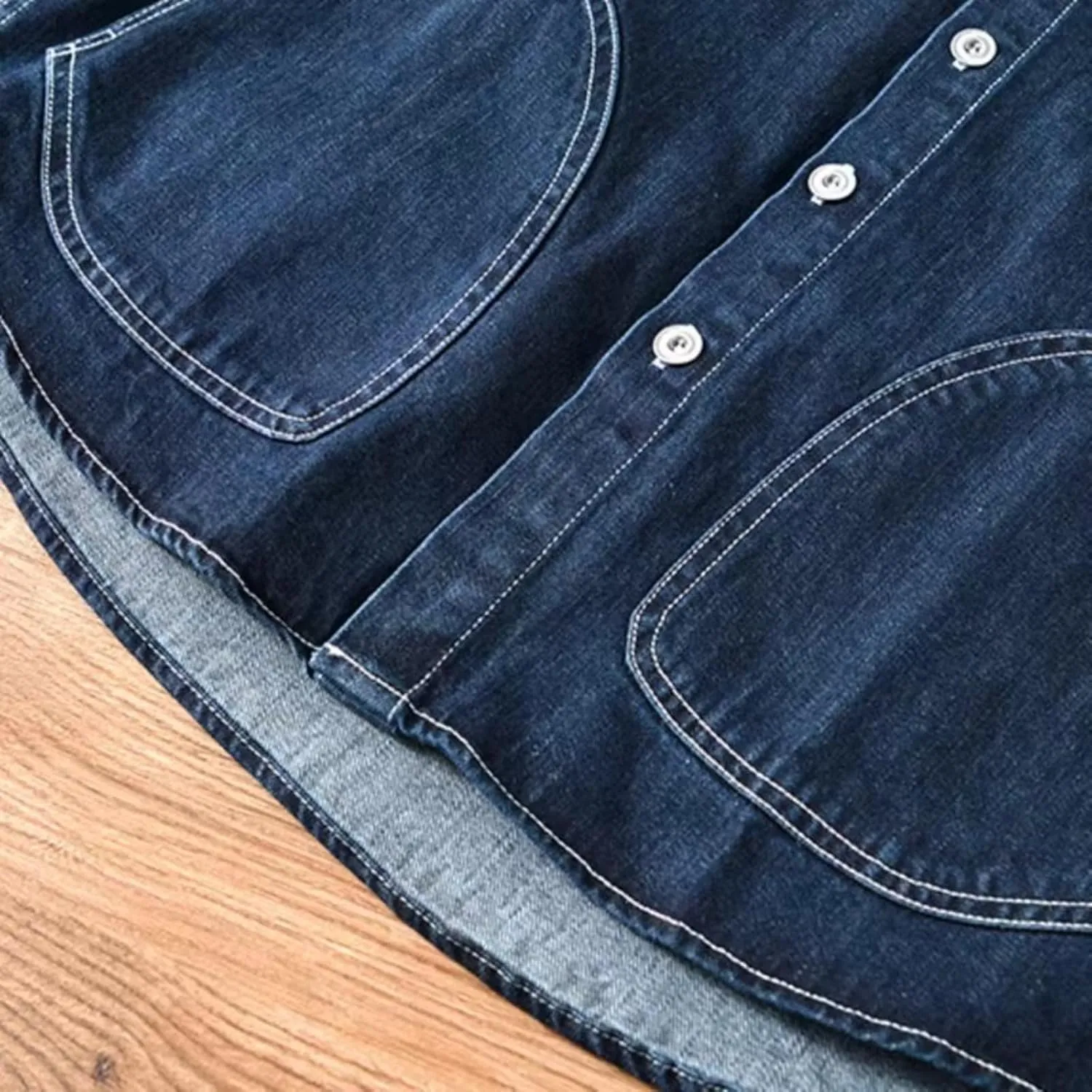 Japanese Styles Cargo Denim Long Sleeve Shirt Men's Washed Retro Slim Fit Jean Coats Shirts