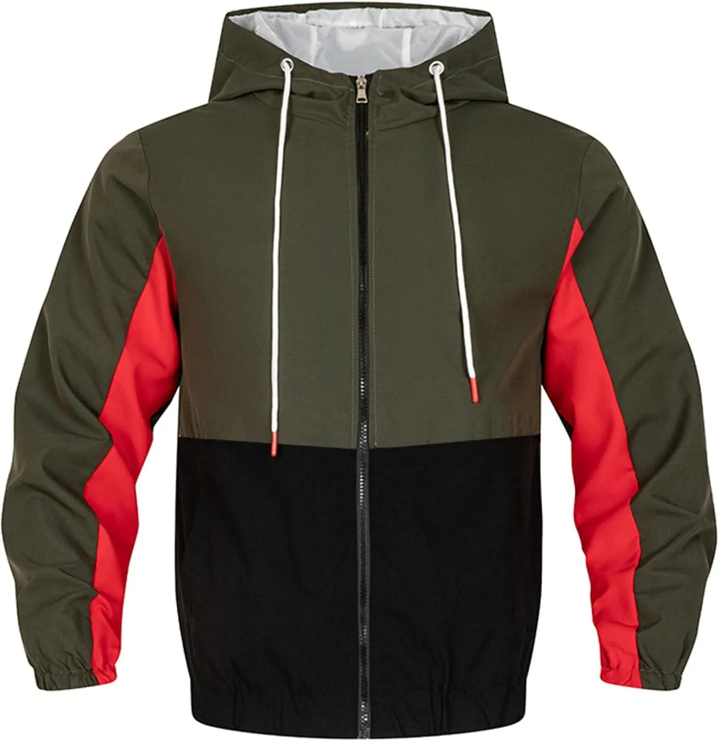 JEShifangjiusu Men'S Lightweight Windbreaker Breathable Hooded Jacket For Outdoors Casual Drawstring Zip Jackets With Hood