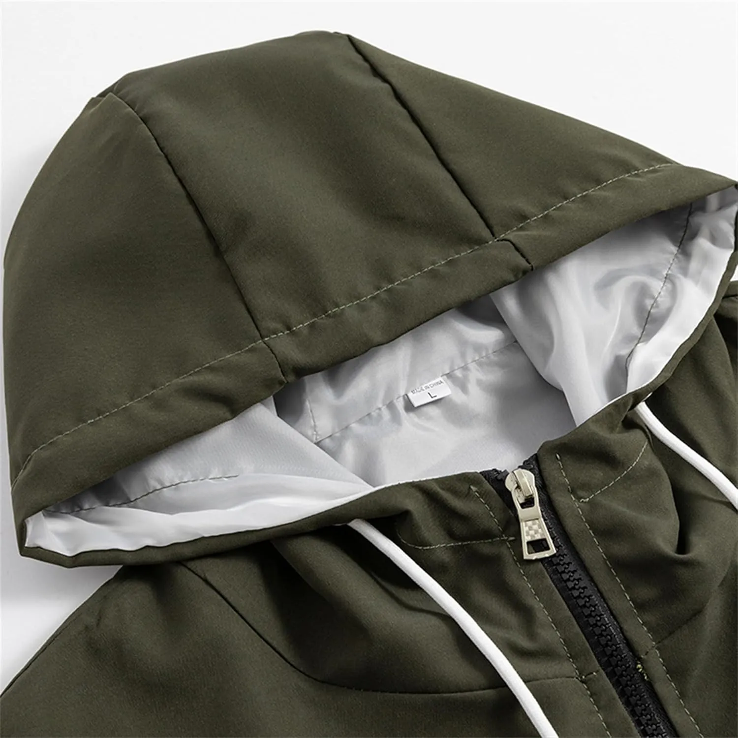 JEShifangjiusu Men'S Lightweight Windbreaker Breathable Hooded Jacket For Outdoors Casual Drawstring Zip Jackets With Hood