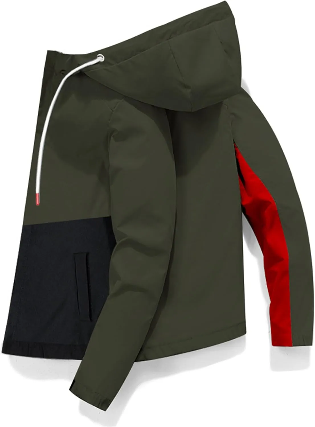 JEShifangjiusu Men'S Lightweight Windbreaker Breathable Hooded Jacket For Outdoors Casual Drawstring Zip Jackets With Hood